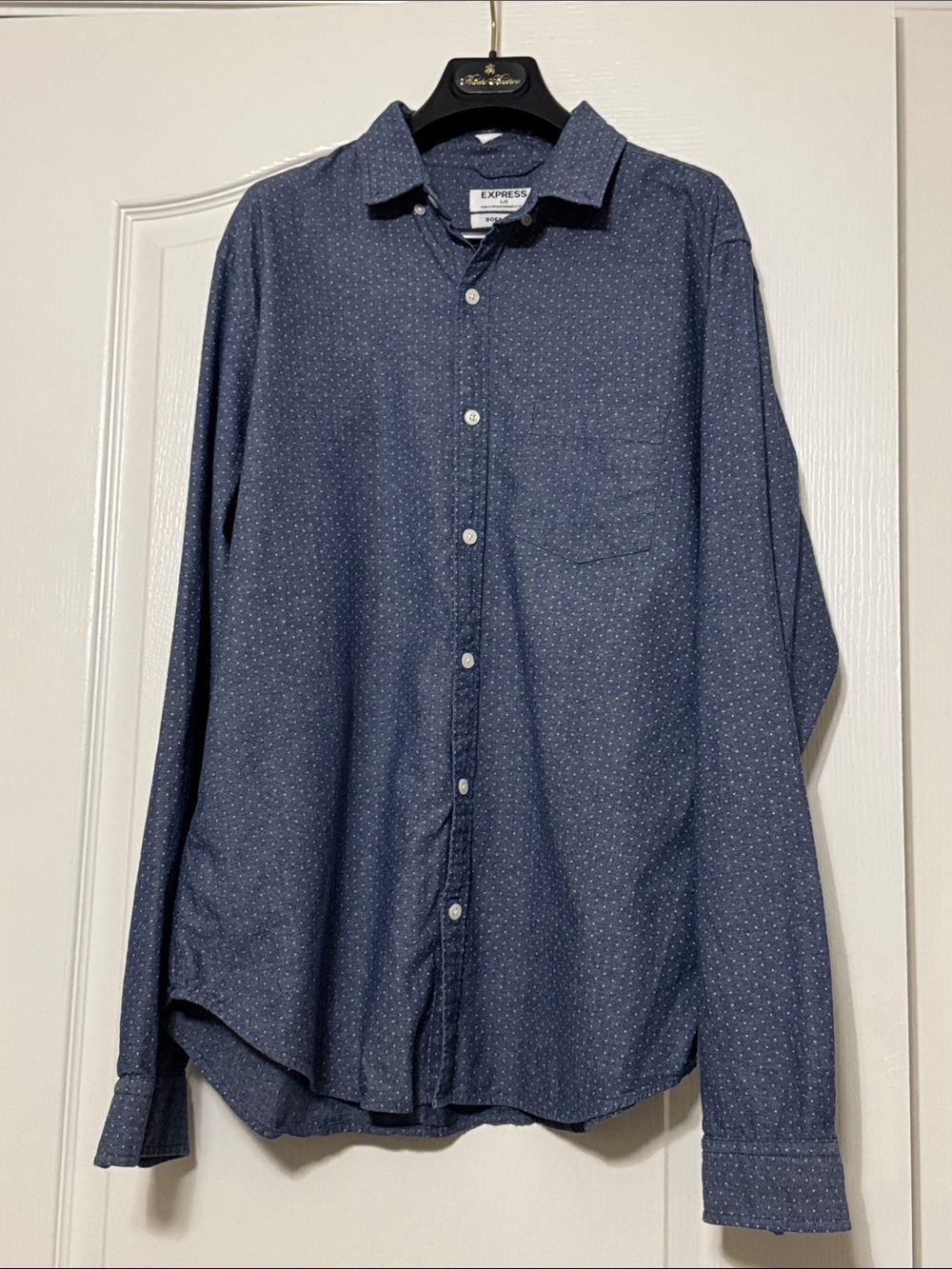 Express Men’s Navy Blue Microdot Button-Down Shirt